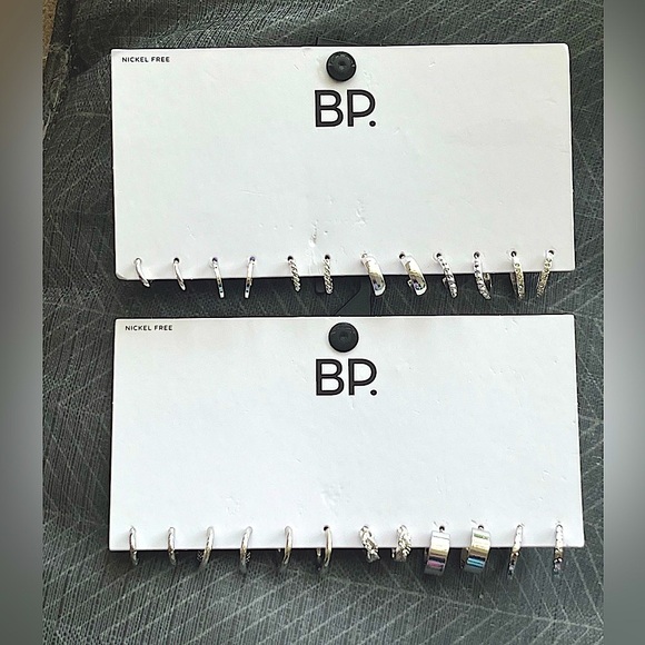 NWT BP (Nordstrom House Brand) Set of 12 Silver Hoop Earrings - Picture 1 of 9
